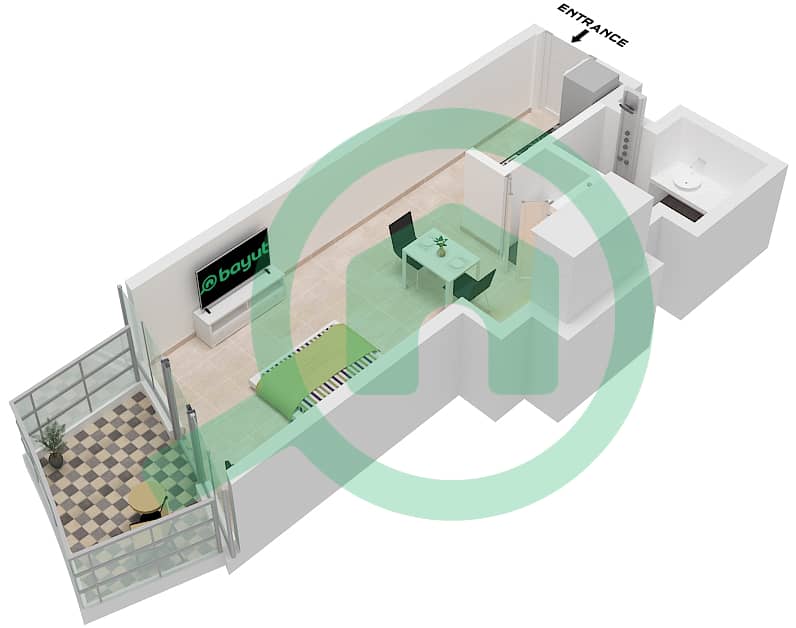 Altitude de GRISOGONO - Studio Apartment Type B1-B8 FLOOR 2 Floor plan Type B1,B2,B3,B4,B5,B6,B7,B8 ,Floor 2 interactive3D