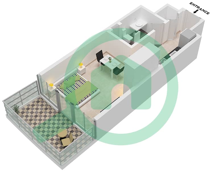 Altitude de GRISOGONO - Studio Apartment Type C1-M FLOOR 2 Floor plan Type C1-M ,Floor 2 interactive3D