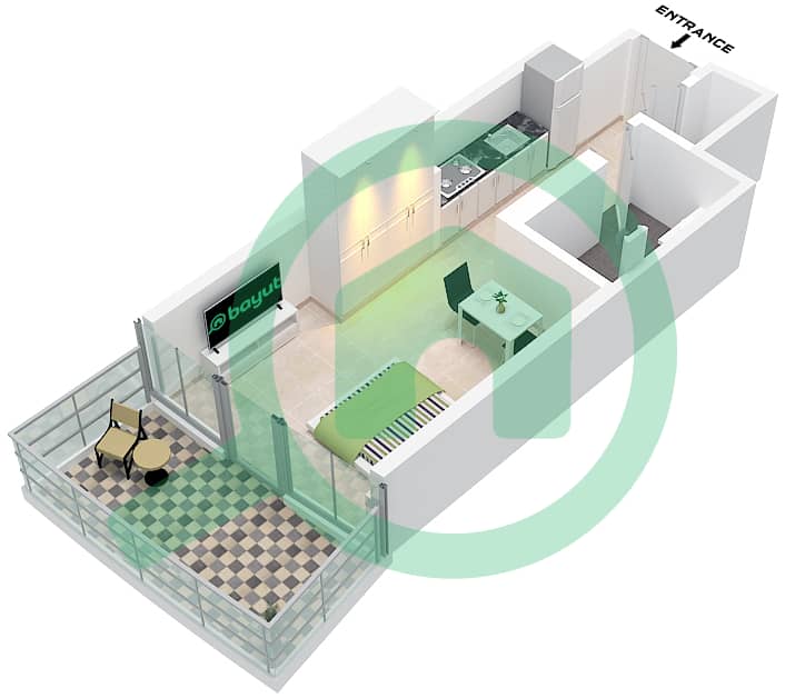 Altitude de GRISOGONO - Studio Apartment Type D1-M FLOOR 2 Floor plan Type D1-M, Floor 2 interactive3D