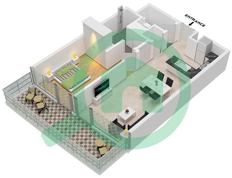 Altitude de GRISOGONO - 1 Bedroom Apartment Type B1-B8 FLOOR 2 Floor plan Type B1,B2,B3,B4,B5,B6,B7,B8, Floor 2 interactive3D
