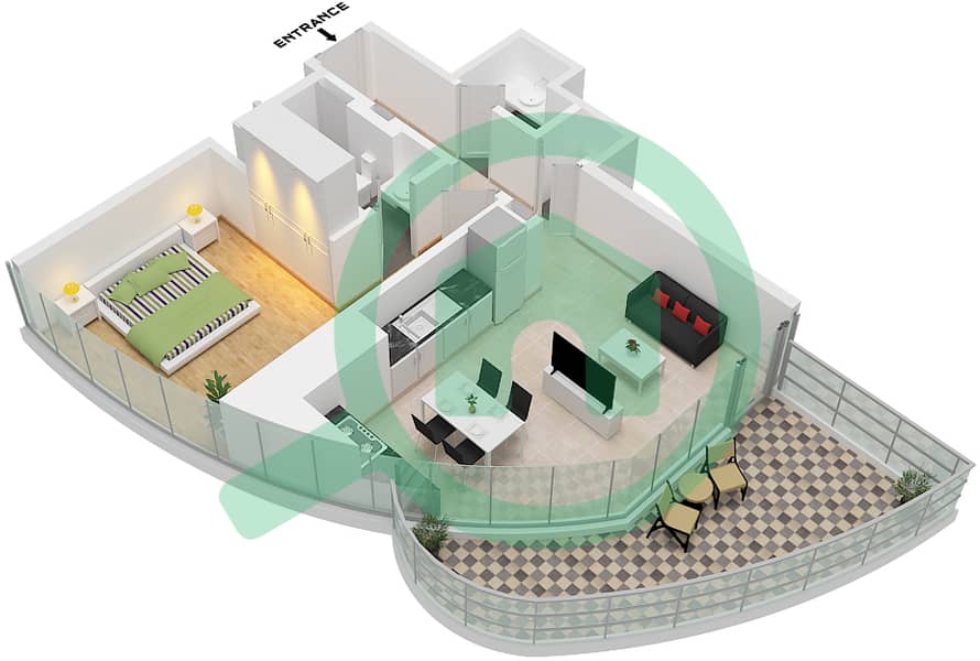 Altitude de GRISOGONO - 1 Bedroom Apartment Type C1-M-C5-M FLOOR 10 Floor plan Type C1-M,C2-M,C3-M,C4-M,C5-M, Floor 10 interactive3D
