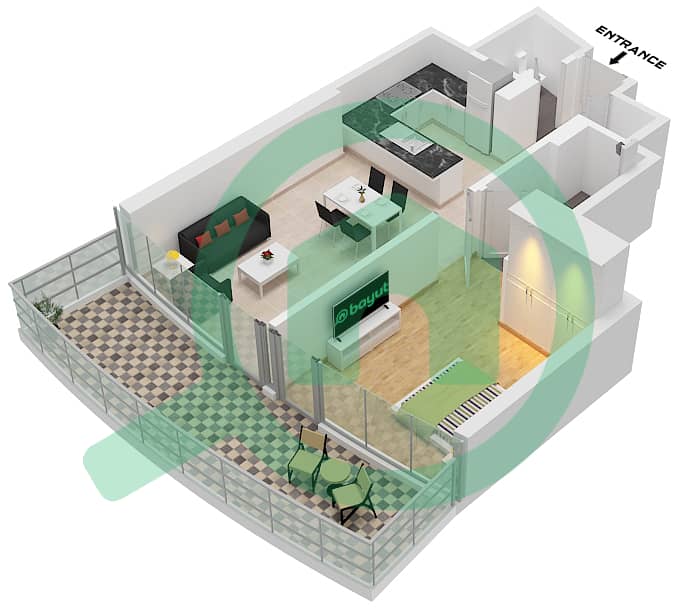 Altitude de GRISOGONO - 1 Bedroom Apartment Type L1-M-L3-M FLOOR 19 Floor plan Type L1-M,L2-M,L3-M, Floor 19 interactive3D