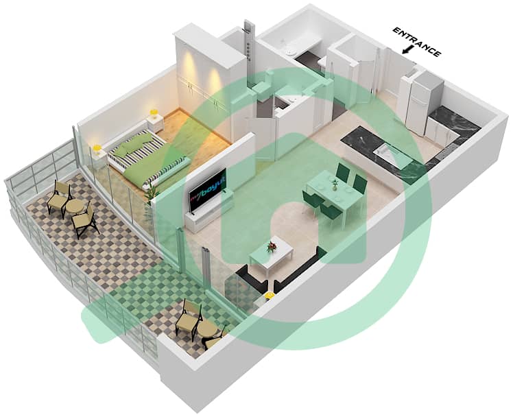 Altitude de GRISOGONO - 1 Bedroom Apartment Type M1 FLOOR P3 Floor plan Type M1, Floor P3 interactive3D