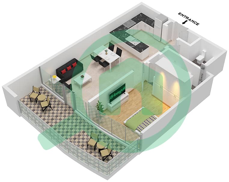 Altitude de GRISOGONO - 1 Bedroom Apartment Type M1-M FLOOR P3 Floor plan Type M1-M, Floor P3 interactive3D