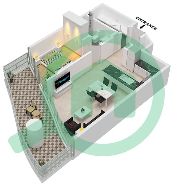 Altitude de GRISOGONO - 1 Bedroom Apartment Type N1 FLOOR P3 Floor plan Type N1, Floor P3 interactive3D
