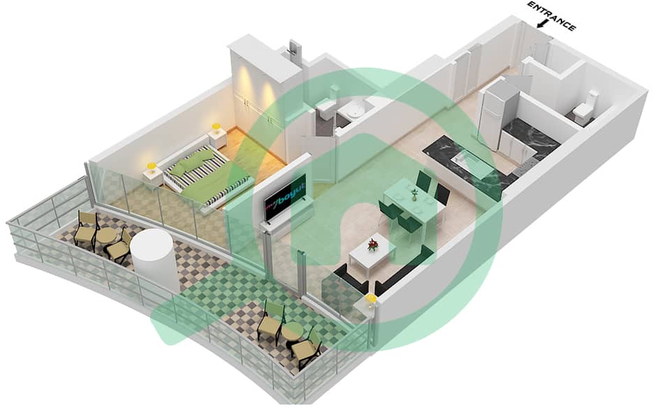 Altitude de GRISOGONO - 1 Bedroom Apartment Type P1 FLOOR P3 Floor plan Type P1, Floor P3 interactive3D