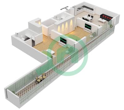 المخططات الطابقية لتصميم النموذج 3 شقة 2 غرفة نوم - ذا كوميونيتي سبورتس أرينا
