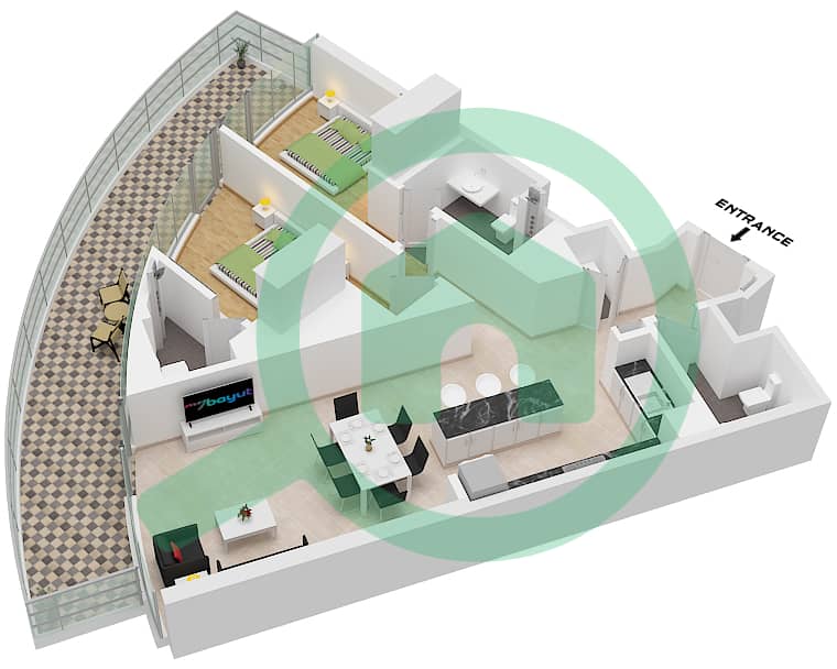 Altitude de GRISOGONO - 2 Bedroom Apartment Type B1-M FLOOR 2 Floor plan Type B1-M, Floor 2 interactive3D