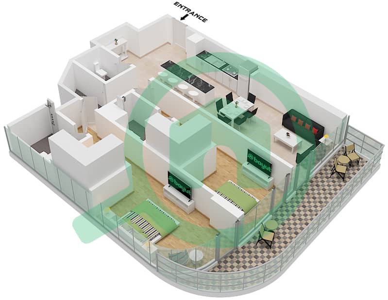 Altitude de GRISOGONO - 2 Bedroom Apartment Type C1-C6 FLOOR 2 Floor plan Type C1,C2,C3,C4,C5,C6, Floor 2 interactive3D