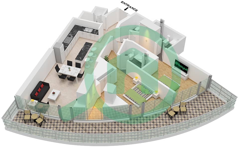 Altitude de GRISOGONO - 2 Bedroom Apartment Type H1-H3 FLOOR 19 Floor plan Type H1,H2,H3, Floor 19 interactive3D