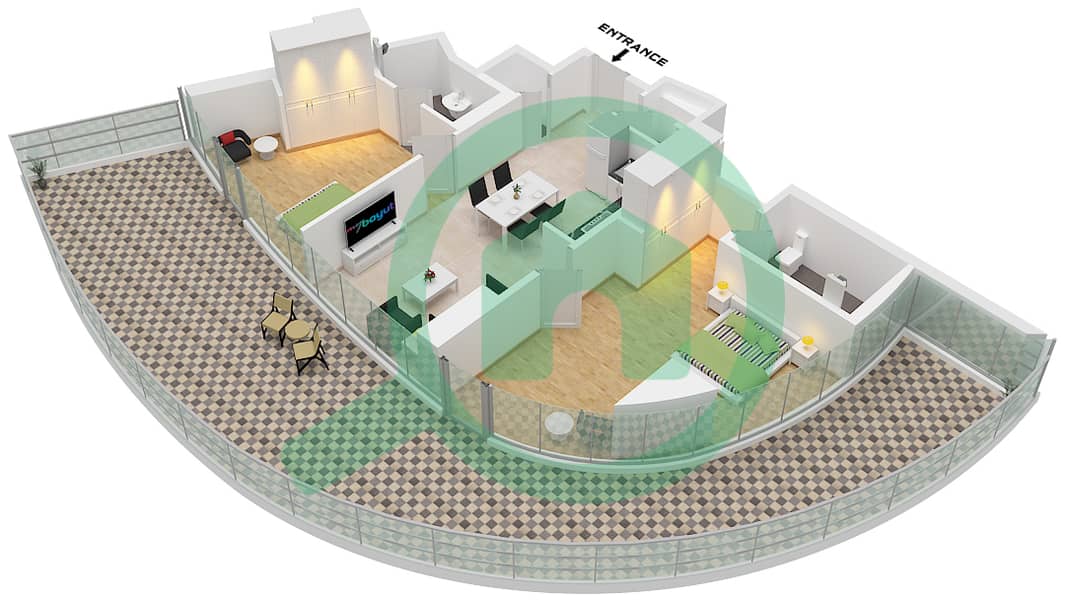 Altitude de GRISOGONO - 2 Bedroom Apartment Type J1 FLOOR 34-35 Floor plan Type J1, Floor 34-35 interactive3D