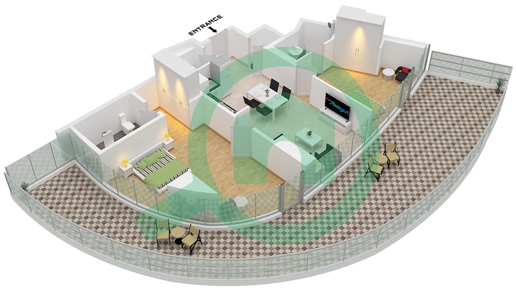 Altitude de GRISOGONO - 2 Bedroom Apartment Type J1-M FLOOR 34-35 Floor plan Type J1-M, Floor 34-35 interactive3D