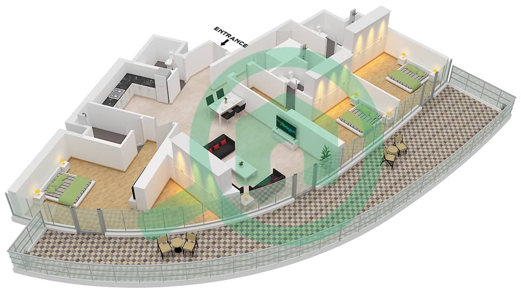 Altitude de GRISOGONO - 3 Bedroom Apartment Type A1 FLOOR 34-35 Floor plan Type A1, Floor 34-35 interactive3D