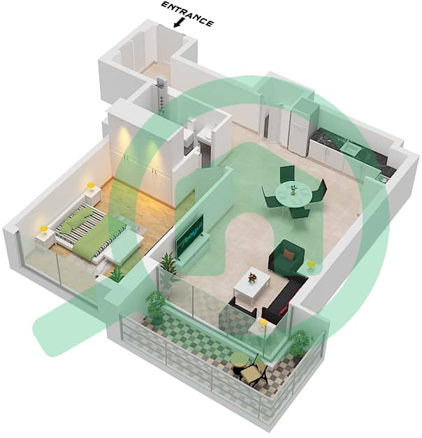 Creek Waters - 1 Bedroom Apartment Unit 04 FLOOR 24 Floor plan Unit 04 Floor 24 interactive3D