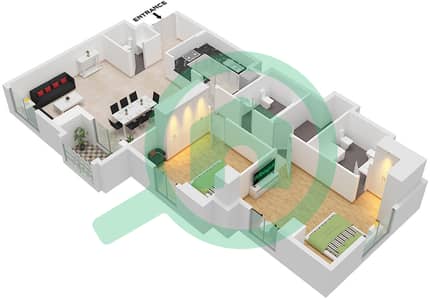 沙姆斯2号楼 - 2 卧室公寓类型B戶型图