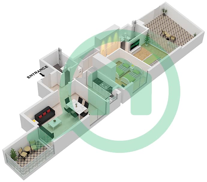 西莉亚山庄 - 2 卧室公寓类型／单位A / UNIT 4,16 FLOOR FIRST戶型图 Type A Unit 4,16 Floor First interactive3D