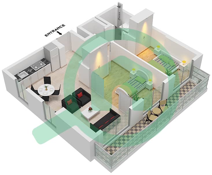 Collective 2.0 Tower B - 2 Bedroom Apartment Unit 12 FLOOR 1 Floor plan Unit 12 Floor 1 interactive3D