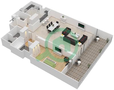 琥珀公寓大楼 - 1 卧室公寓类型J戶型图