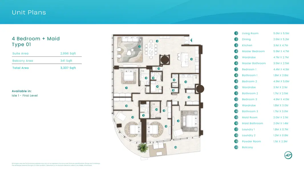 4 BR floor plan