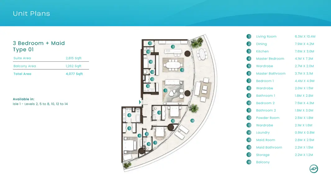 3 BR floor plan