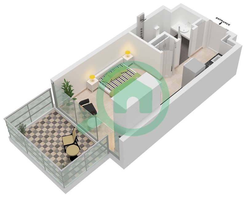 Rove Home - Studio Apartment Type A FLOOR TYPICAL Floor plan Type A Floor Typical interactive3D