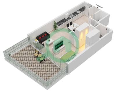 Rove Home - 1 Bedroom Apartment Type 2C FLOOR 19 Floor plan