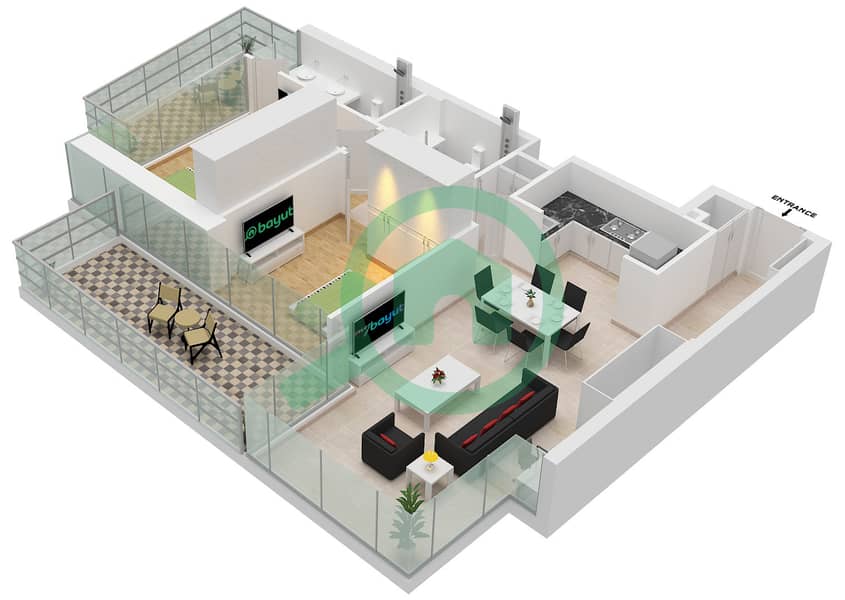 Rove Home - 2 Bedroom Apartment Type B FLOOR TYPICAL Floor plan Type B Floor Typical interactive3D