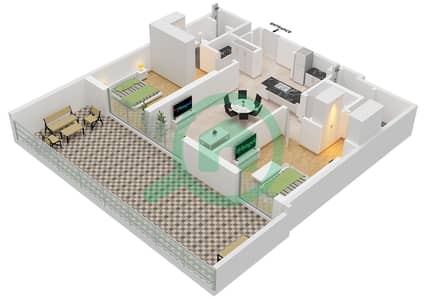 المخططات الطابقية لتصميم النموذج / الوحدة A0 / UNIT 15 شقة 2 غرفة نوم - بلغرافيا سكوير