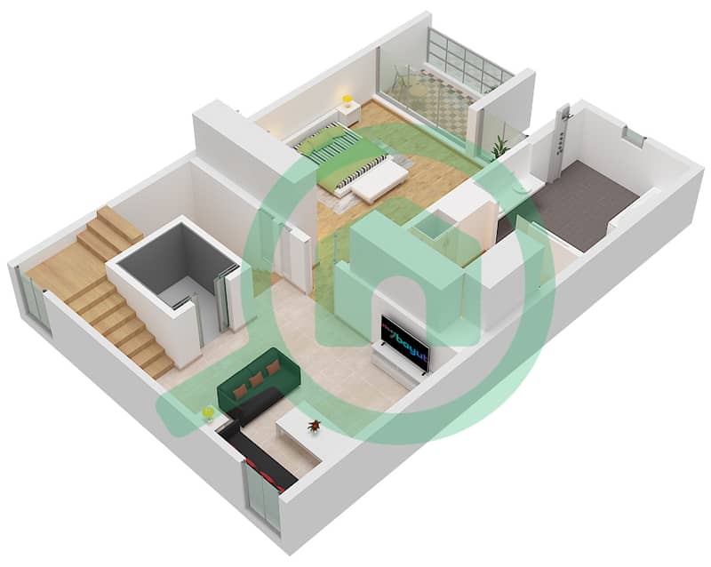 麦格公园 - 4 卧室联排别墅单位42-45戶型图 Unit 42-45 Floor First interactive3D