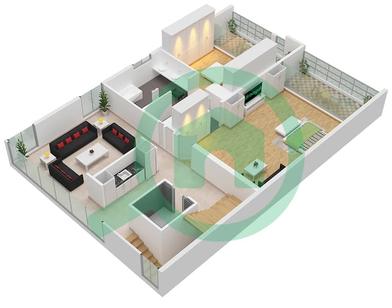 麦格公园 - 5 卧室联排别墅单位42-45戶型图 Unit 42-45 Floor First interactive3D