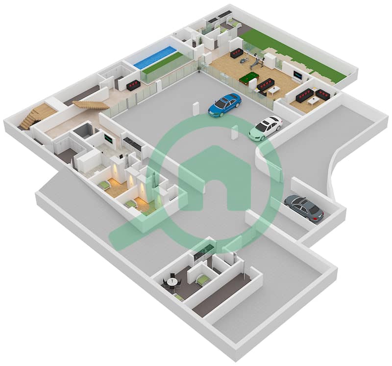 拉奈岛 - 7 卧室别墅类型SHORE戶型图 Basement Floor interactive3D