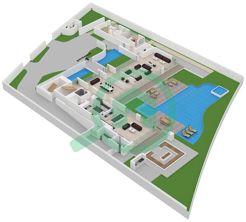 拉奈岛 - 7 卧室别墅类型SHORE戶型图 Ground Floor interactive3D