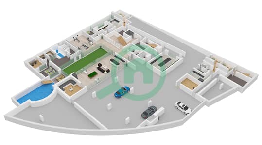 المخططات الطابقية لتصميم النموذج EDGE (EXTENED LIVING) فیلا 7 غرف نوم - جزيرة لاناي