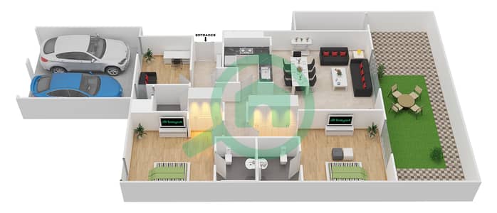 脉动住宅区 - 2 卧室顶楼公寓单位E1戶型图