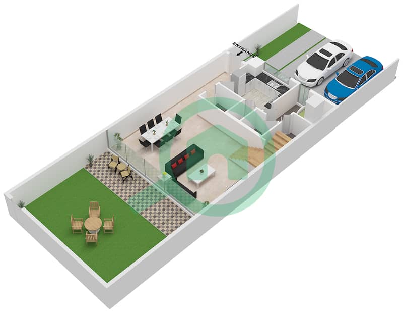 Saro - 4 Bedroom Townhouse Type A Floor plan Type A, Ground Floor interactive3D