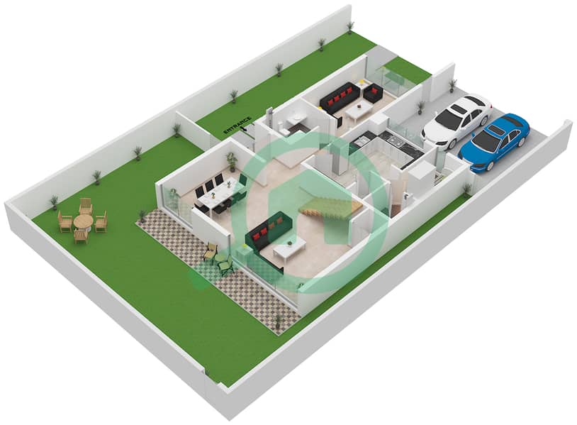 Saro - 4 Bedroom Villa Type 1B Floor plan Type 1B, Ground Floor interactive3D