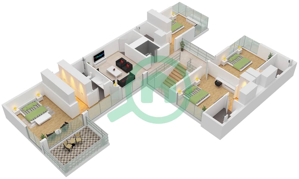 Saro - 4 卧室别墅类型B戶型图 Type B, First Floor interactive3D
