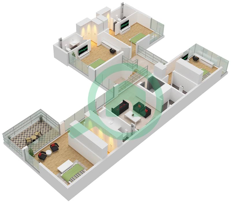 Saro - 4 卧室别墅类型A戶型图 Type A, First Floor interactive3D