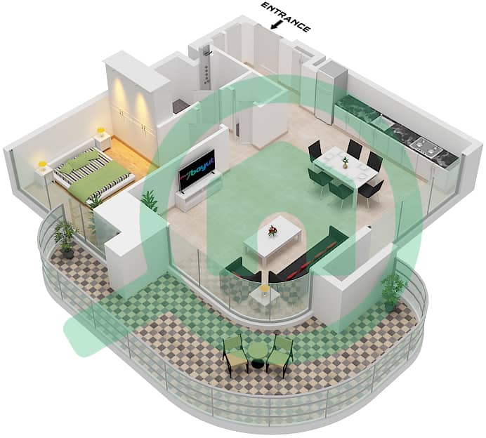 المخططات الطابقية لتصميم الوحدة 3,4 PODIUM FLOOR 1,2 شقة 1 غرفة نوم - العنوان ريزيدنسز برج زعبيل 1 "Unit 3 Podium Floor 1
Unit 4 Podium Floor 2" interactive3D