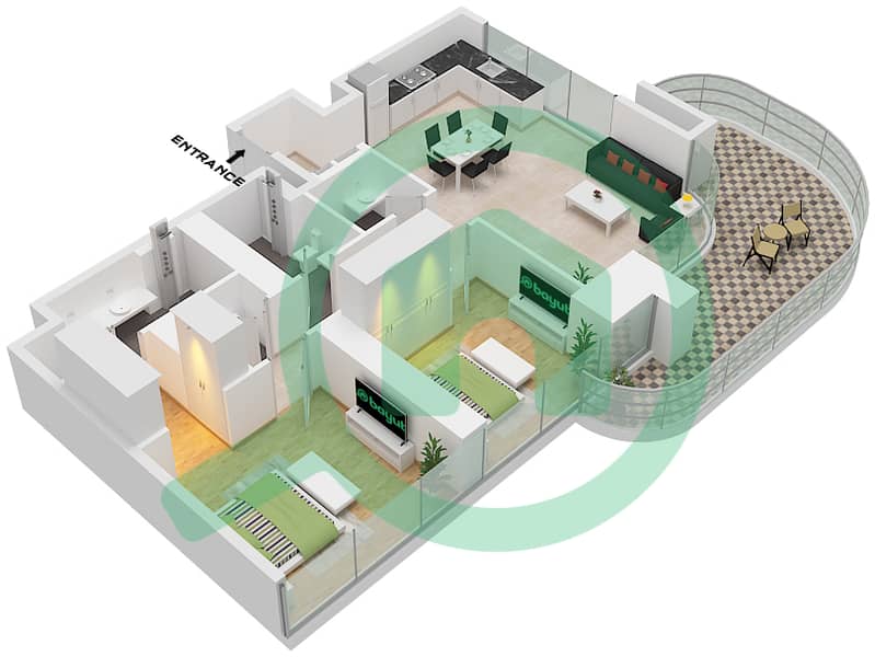 المخططات الطابقية لتصميم الوحدة 4-6,9 PODIUM FLOOR 1-29 شقة 2 غرفة نوم - العنوان ريزيدنسز برج زعبيل 1 "Unit 4 Podium Floor 1,Floor 29
Unit 5 Podium Floor 2
Unit 6 Podium Floor 3
Unit 9 
Floor 4-28,31-49" interactive3D