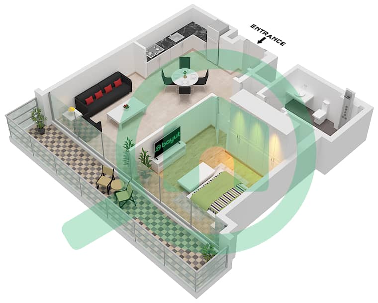 Тауэр 2 - Апартамент 1 Спальня планировка Единица измерения 7 PODIUM FLOOR 3 Unit 7 Podium Floor 3 interactive3D