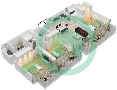 Тауэр 2 - Апартамент 3 Cпальни планировка Единица измерения 2 FLOOR 49-53
