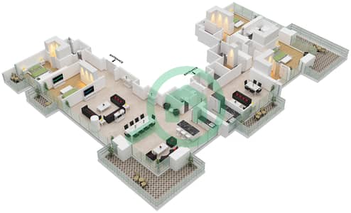2号大厦 - 4 卧室顶楼公寓单位3 FLOOR 49-53戶型图