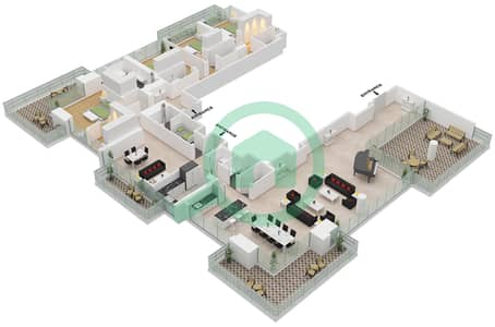 2号大厦 - 4 卧室顶楼公寓单位1 FLOOR 54-57戶型图