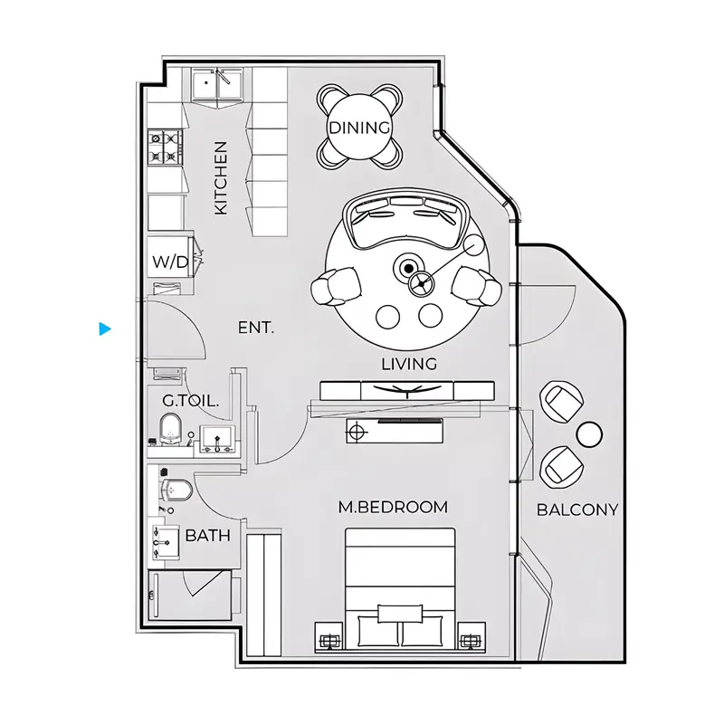 1 BR floor plan