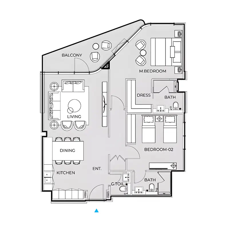 2 BR floor plan
