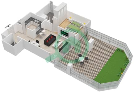 29大道2号塔楼 - 1 卧室公寓套房1 FLOOR 3戶型图