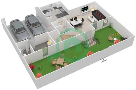 المخططات الطابقية لتصميم الوحدة D تاون هاوس 2 غرفة نوم - امارانتا