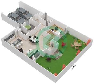 المخططات الطابقية لتصميم الوحدة A تاون هاوس 3 غرف نوم - امارانتا