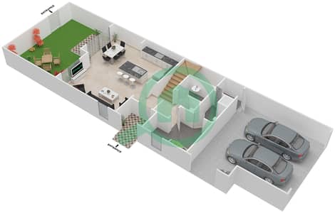 المخططات الطابقية لتصميم الوحدة B تاون هاوس 3 غرف نوم - امارانتا